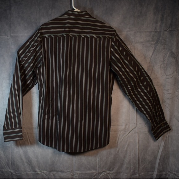 Marc Echo Brown And White Striped Button Down Shirt - Picture 2 of 5